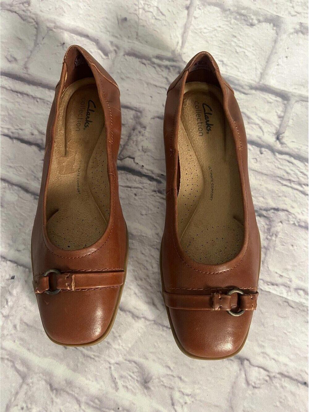 Clarks Collection Leather Loafer Flat Lyrical Sky Tan Leather Slip On Shoe 8